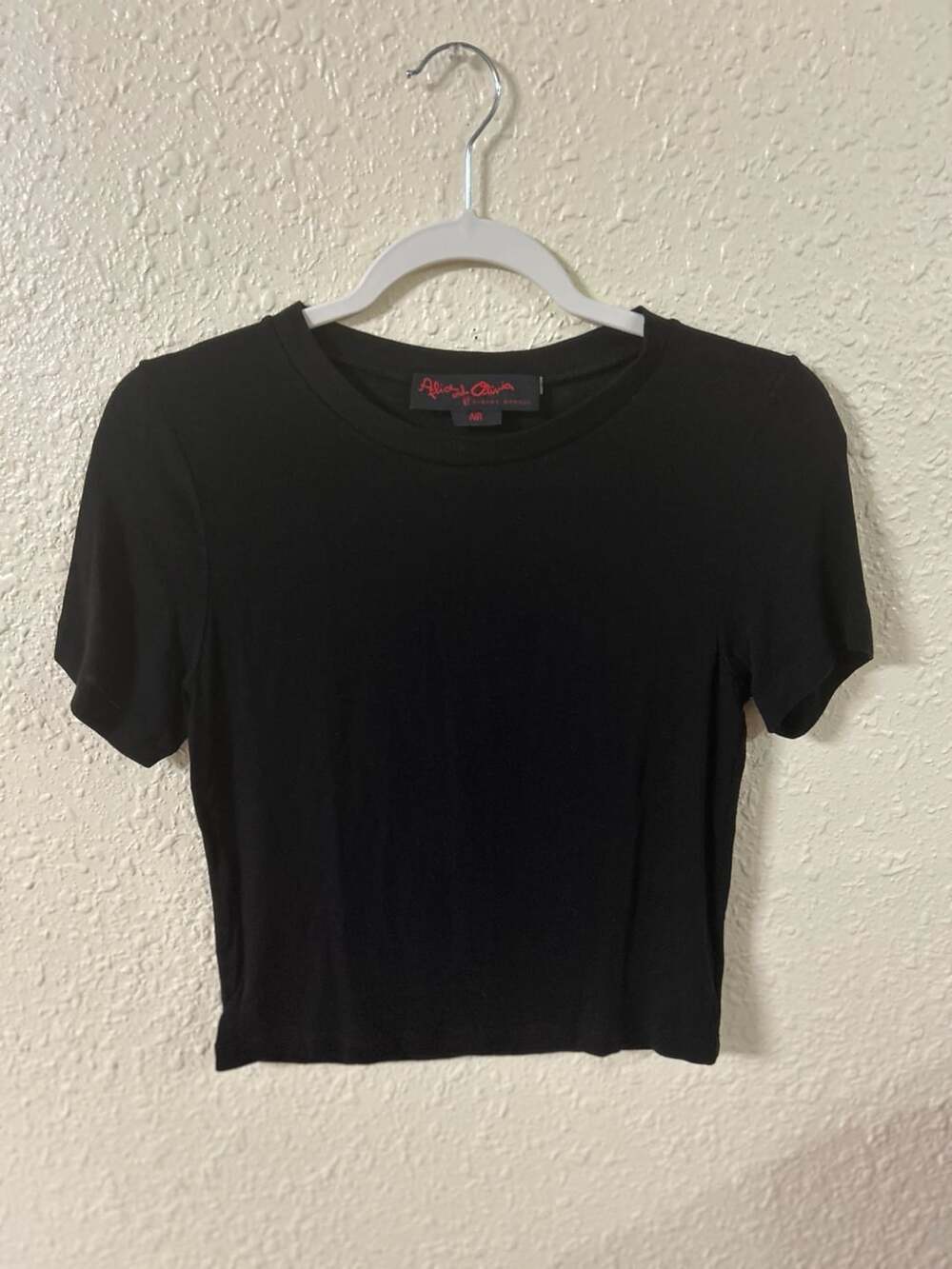 Alice + Olivia Air Tee Size S Black Tencel Crop Top